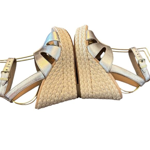 Ugg Careena Gold Metallic Leather Wedge Espadrilles Sandals Ankle Strap NEW 6.5 - Picture 9 of 11